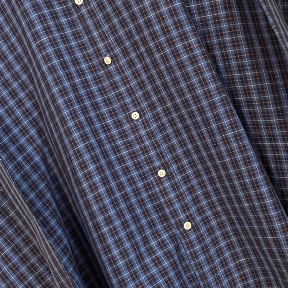 POLO RL BLUE & ORANGE CHECK LONG SLEEVE BUTTON DOWN SHIRT/SIZE 2XL/NEVER WORN!!! - Picture 3 of 6